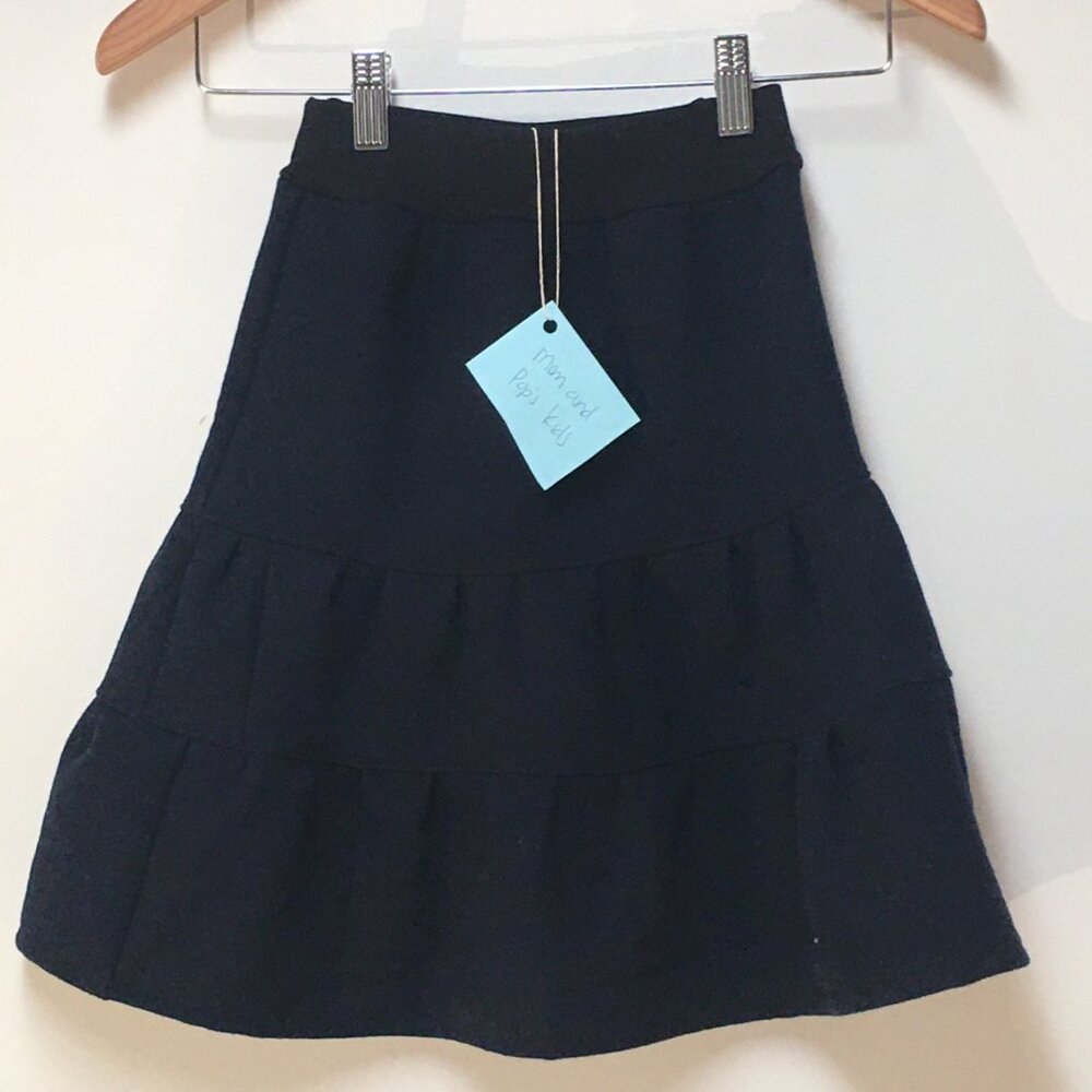 Skirt 100% Wool Girls 2/3 Long Navy Blue Ruffle Tier‎ Fleece Mom and Pop's Kids